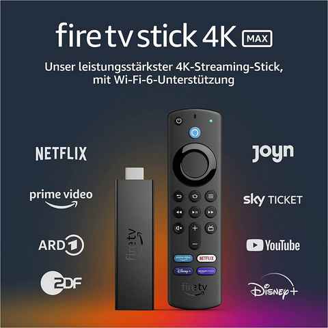 Amazon Streaming-Stick Fire TV Stick 4k Max mit Wi-Fi 6 Alexa-Sprachfernbedienung schwarz