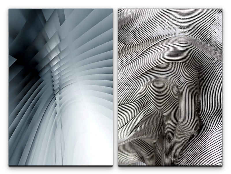 Sinus Art Leinwandbild 2 Bilder je 60x90cm Abstrakt Wellen Schwingung Vibration Dekorativ Modern Energie