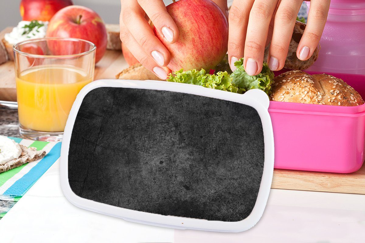 MuchoWow Lunchbox rosa - Beton - Rustikal, Erwachsene, Retro Strukturiert Brotdose Snackbox, Kinder, für - Brotbox Schwarz - Kunststoff, (2-tlg), - Kunststoff Grau Mädchen