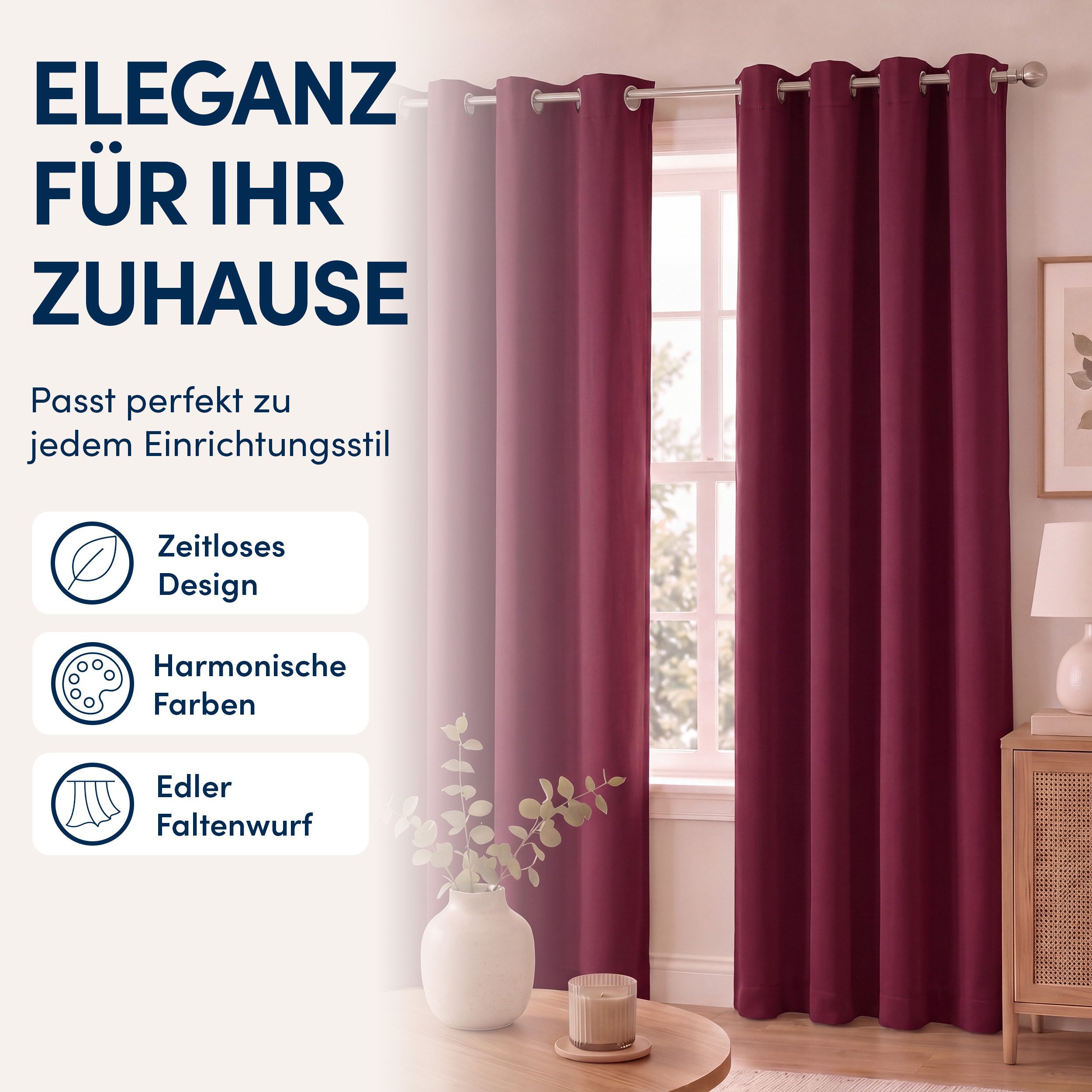 Stoffschmiede Gardine Blickdicht - Kräuselband & Ösen, Ösen – Bild 4 von 5