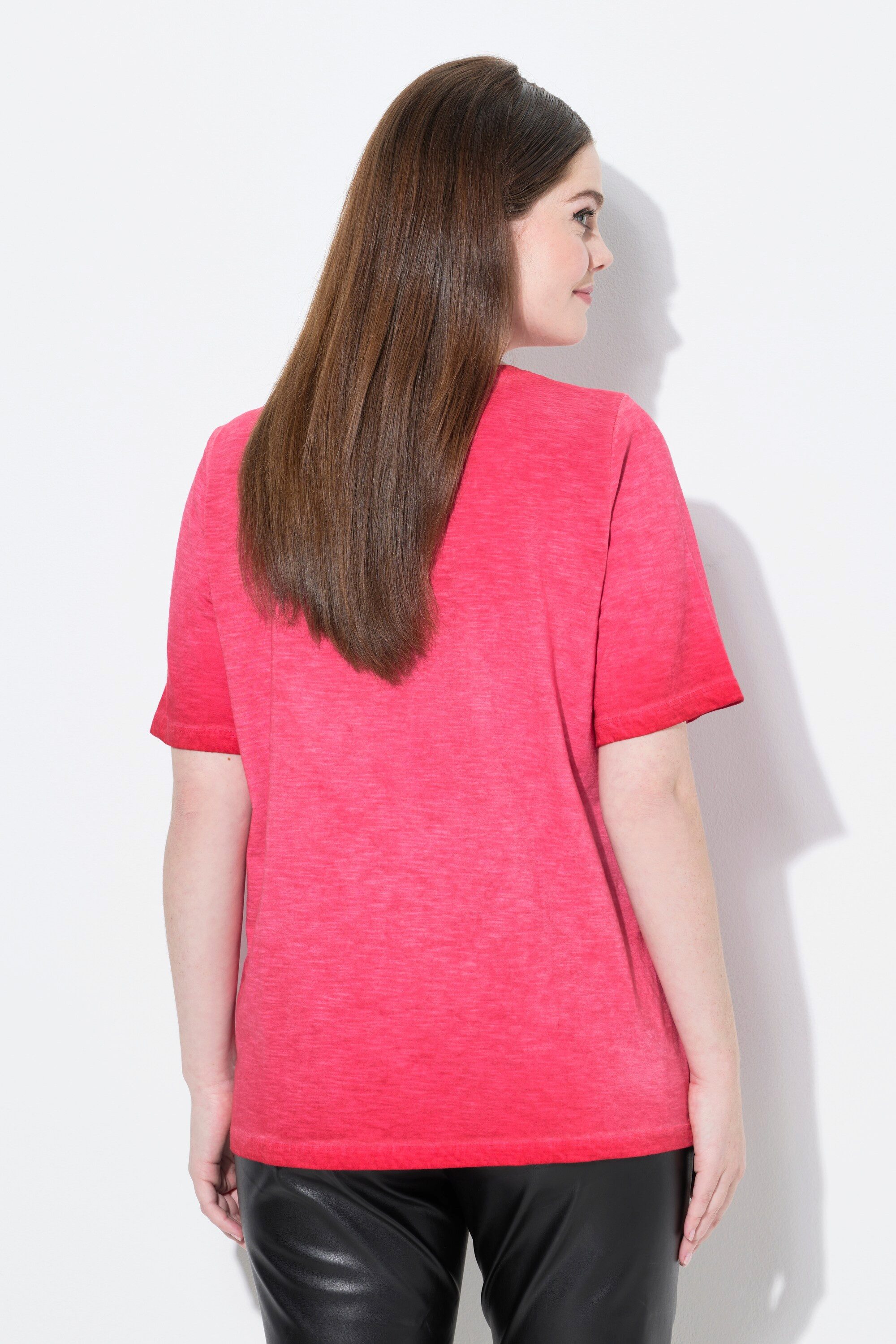 Ulla Popken T-Shirt T-Shirt Trachtenmotiv Classic V-Ausschnitt Halbarm
