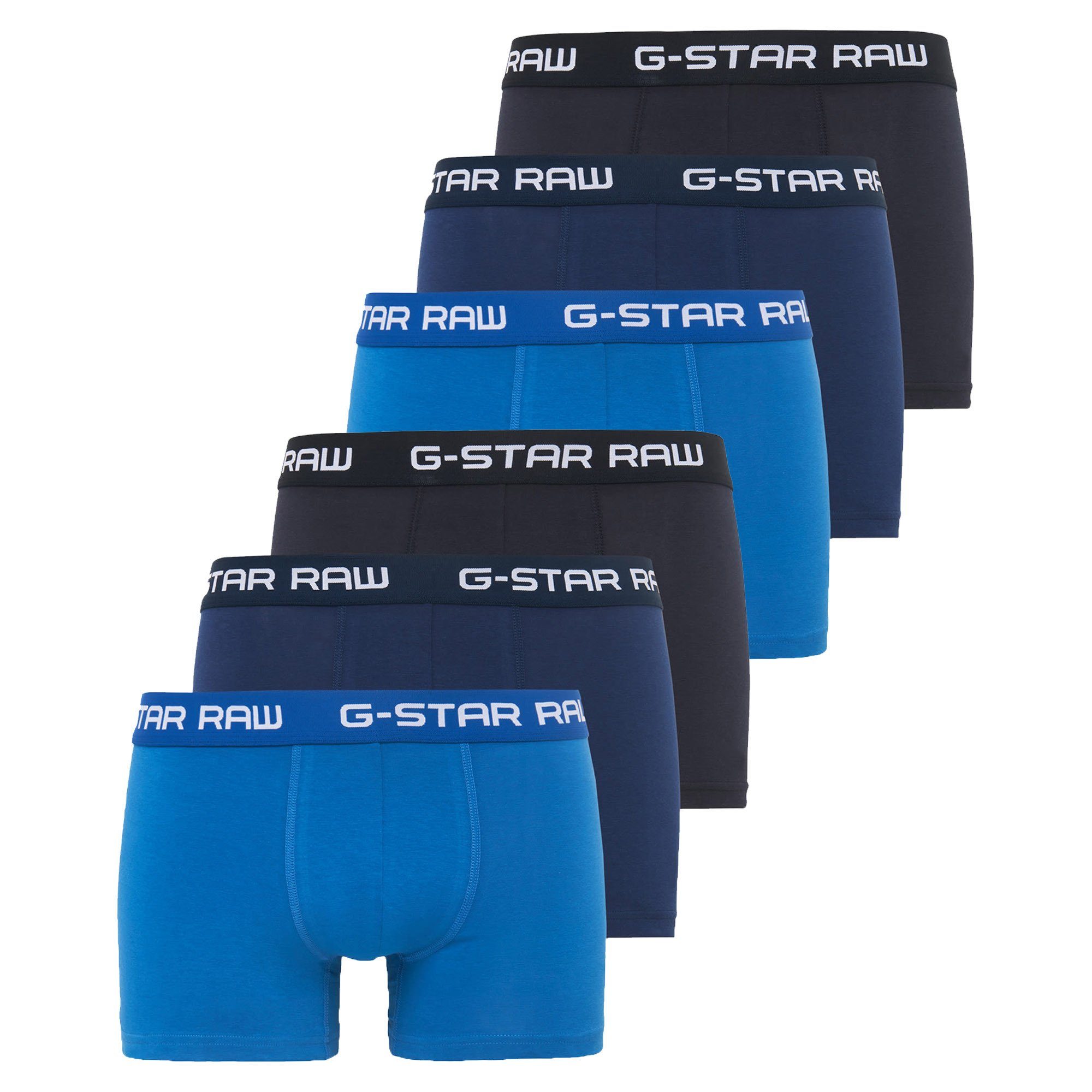 G-Star RAW Boxer Herren Shorts 6er Pack - Classic Trunk, Logobund Blau