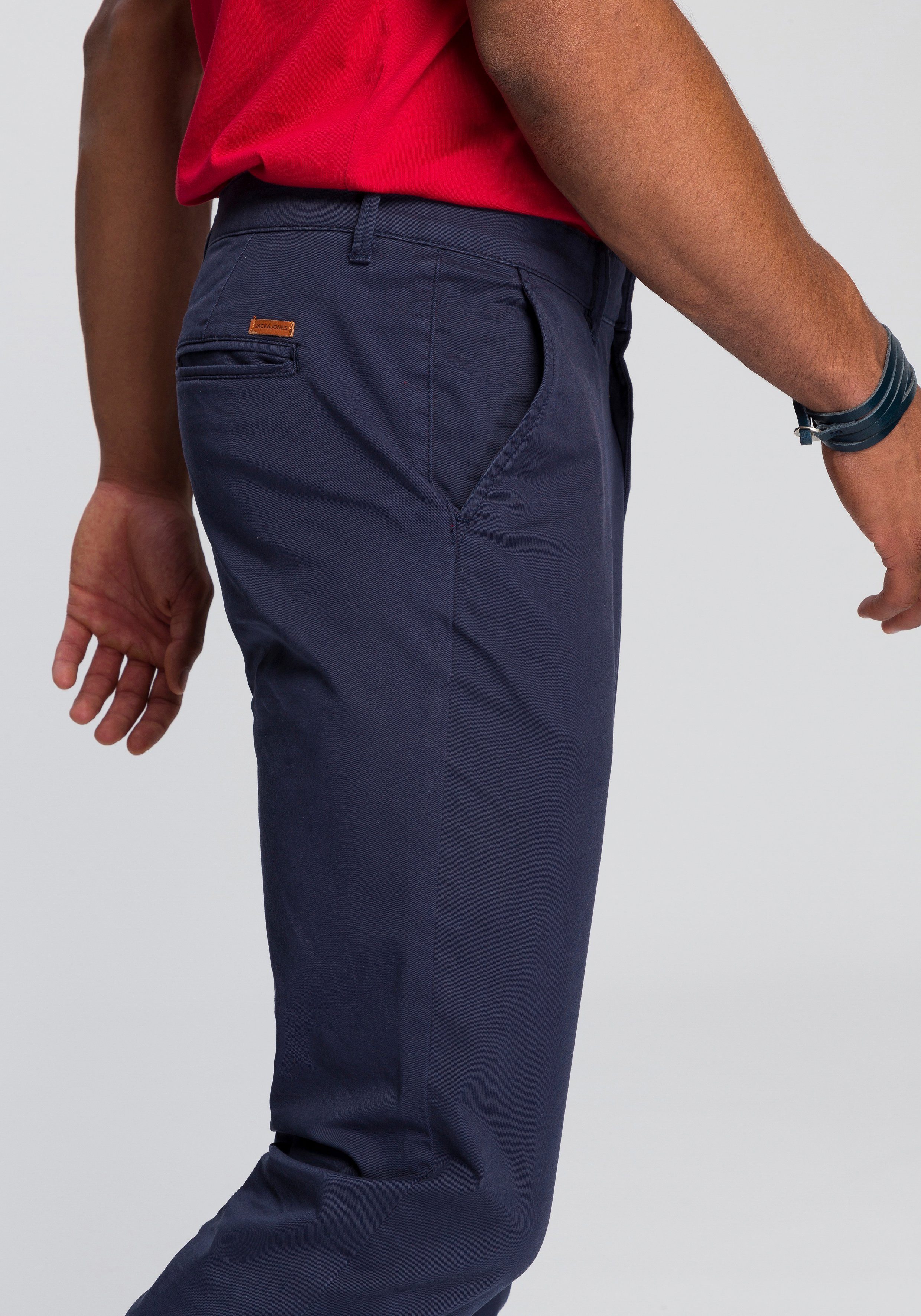 Jack & Jones Chinohose JPSTMARCO mit schmalem Bein und pflegeleichtem Stoff washed, modisch, schmal, Baumwollmischung