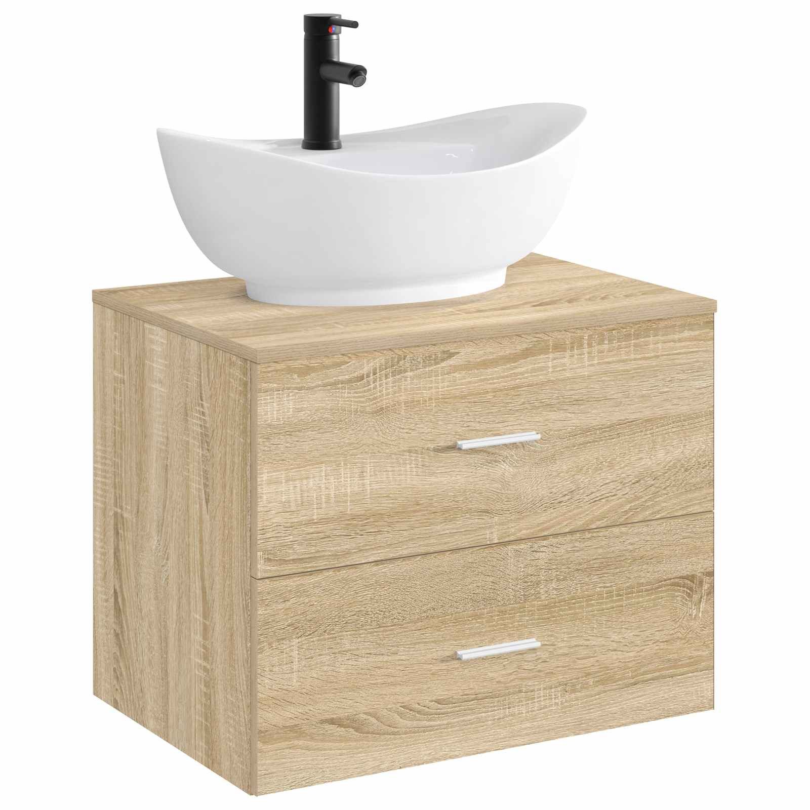 vidaXL Badezimmerspiegelschrank Waschbecken mit Wasserhahn und Abfluss Matt Schwarz (1-St)