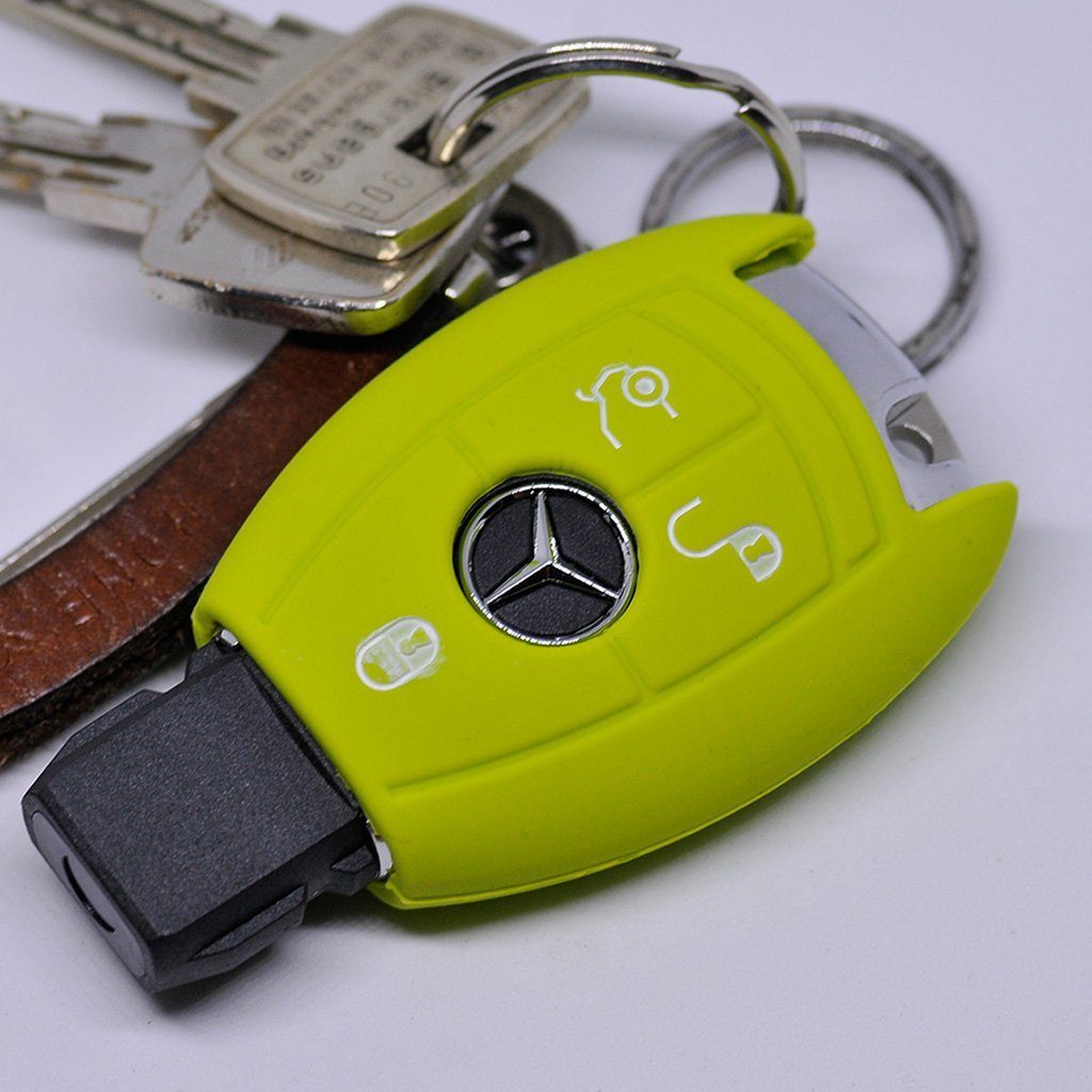 mt-key Schlüsseltasche Autoschlüssel Softcase Silikon Schutzhülle Apfelgrün, für Mercedes Benz W212 S212 C207 A207 CLS CLA 117 W242 W246 W176 W221