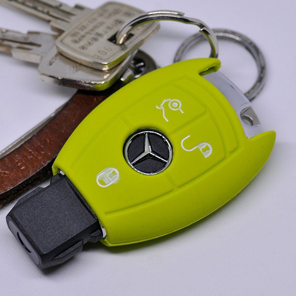mt-key Schlüsseltasche Autoschlüssel Softcase Silikon Schutzhülle Apfelgrün, Mercedes Benz W212 S212 C207 A207 CLS CLA 117 W242 W246 W176 W221