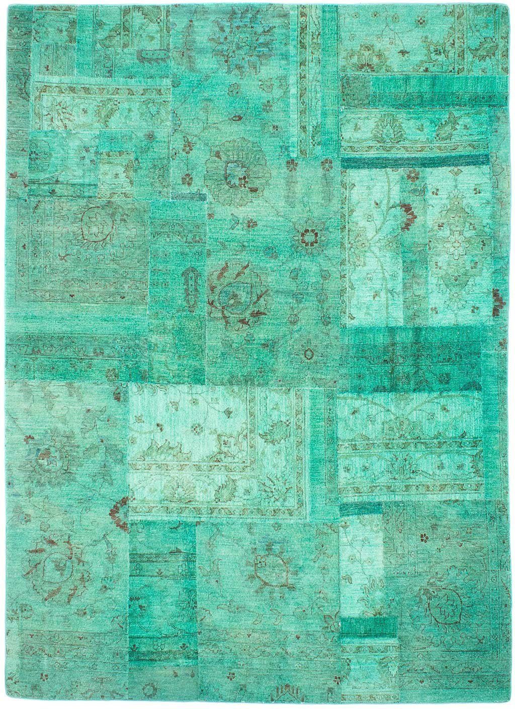 Teppich Patchwork - Zertifikat Handgeknüpft, rechteckig, 7 290 cm morgenland, mm, 212 mehrfarbig, - Höhe: Einzelstück mit Wohnzimmer, x