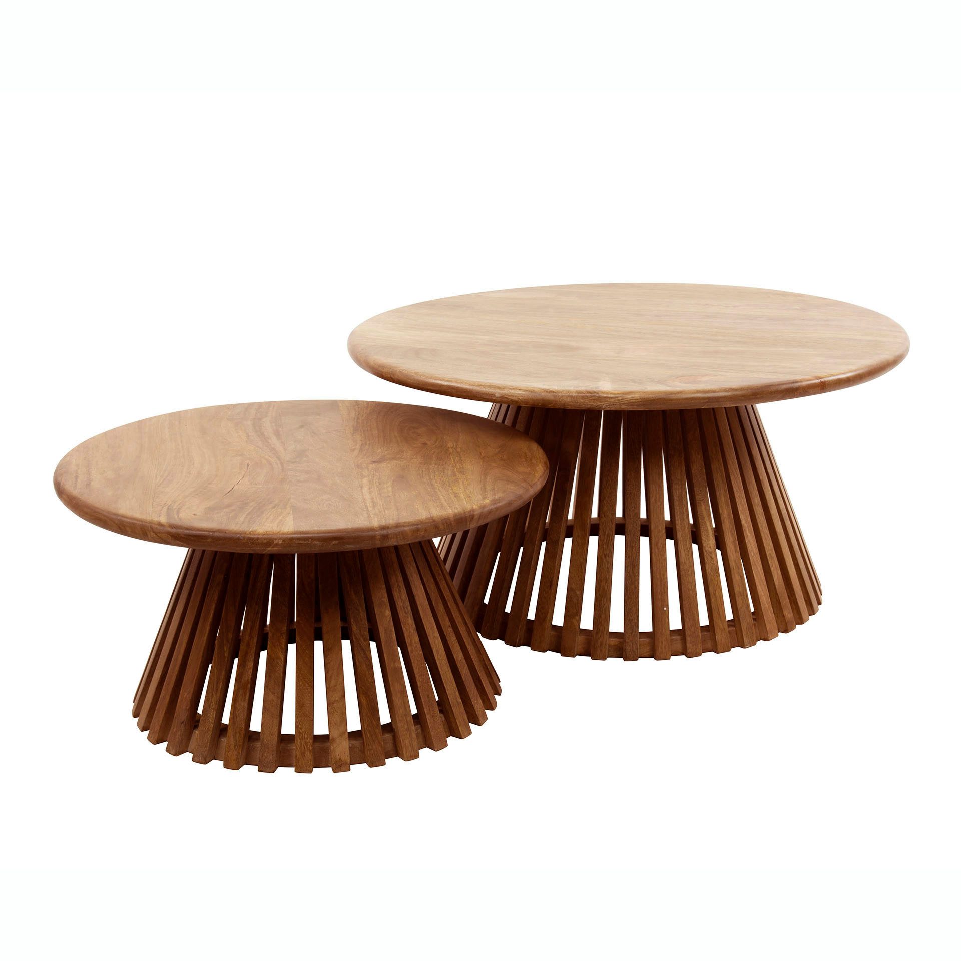 Sitheim® Couchtisch TWEAK CONE 2er Set Couchtisch 80+60cm rund Mangoholz massiv (2-St., 2er set) – Bild 4 von 5