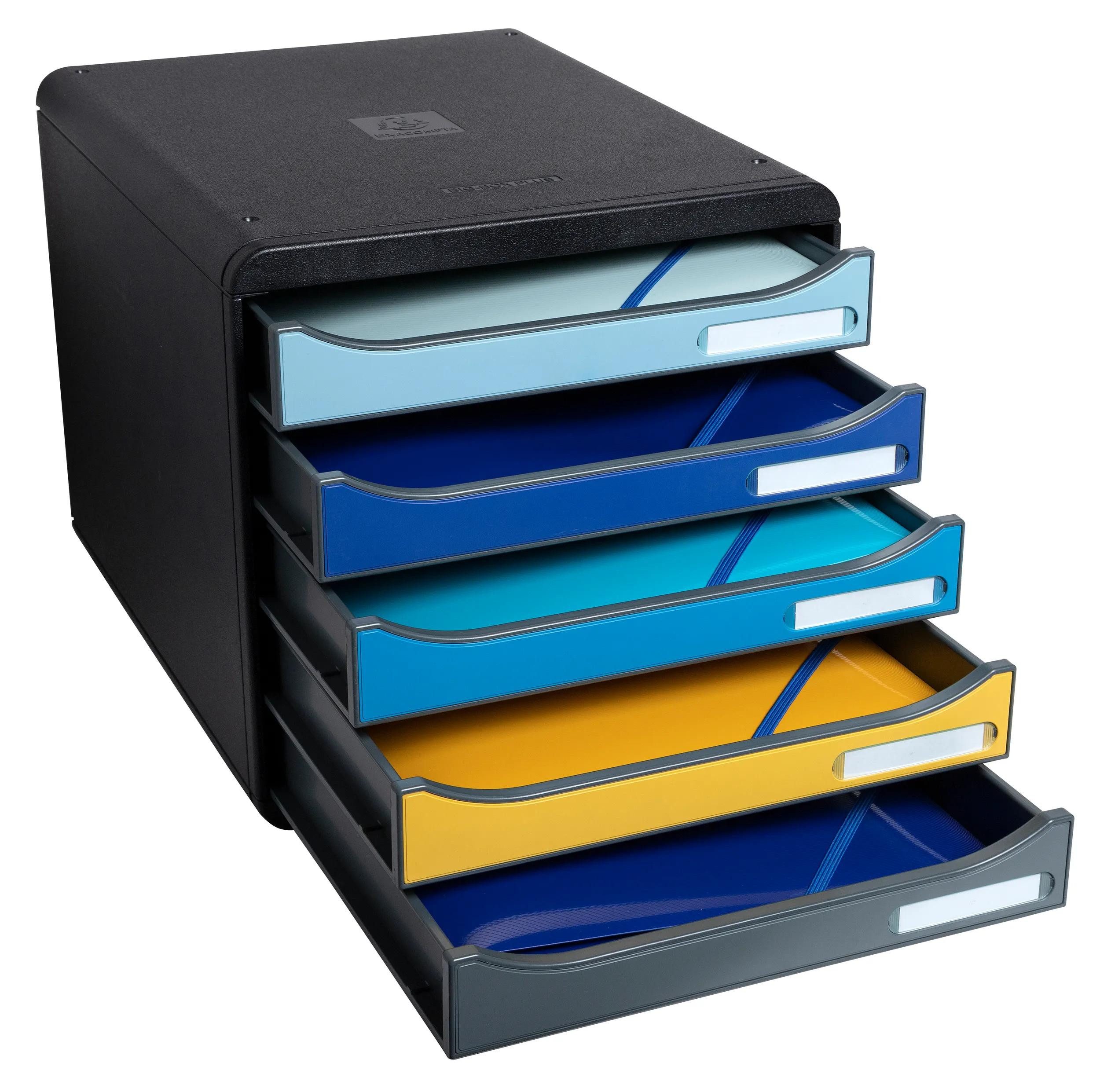 EXACOMPTA Schubladenbox Schubladenbox Big Box Plus 5 offene Schubladen sortiert 3094202D, Boxen stappelbar