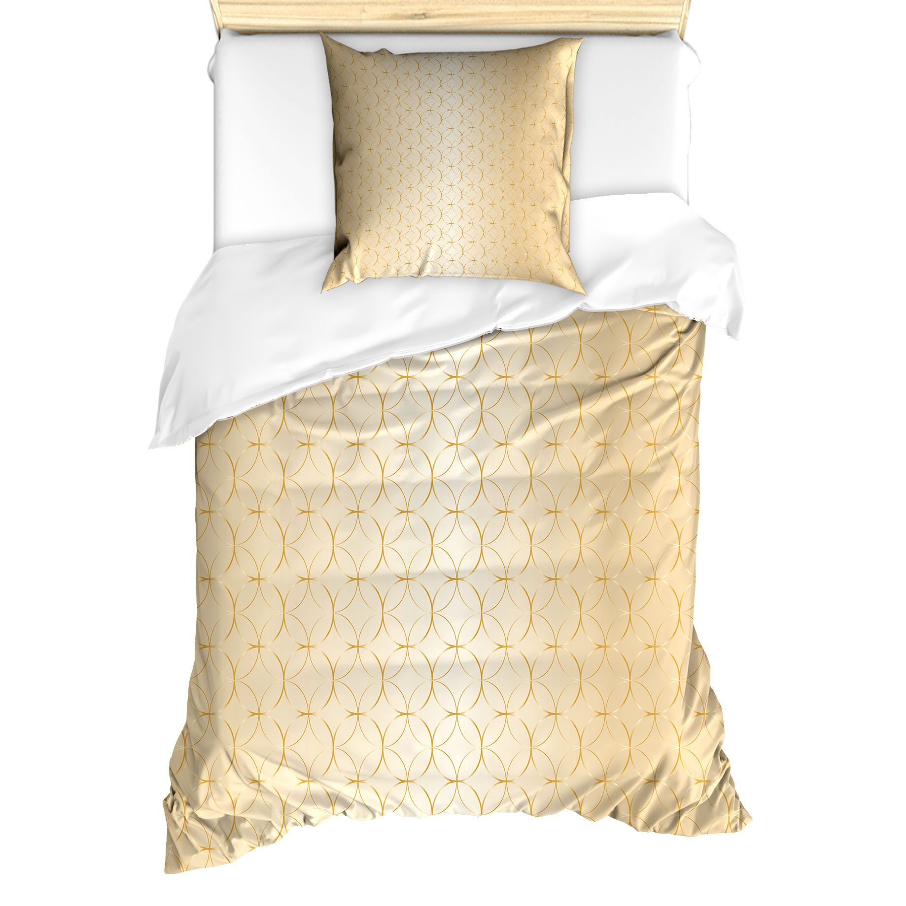 Abakuhaus Bettwäsche Milbensicher Allergiker geeignet mit Kissenbezug, Microfaser, Beige Geometrisches Gold-Muster