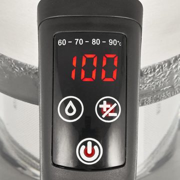 Balter Wasserkocher WK-2T, mit Temperatureinstellung, 60°C-100°C, Glas, Edelstahl, BPA frei, 1.7L