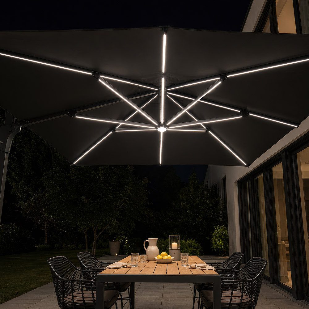 HOME DELUXE Sonnenschirm LED DIARO - ohne Schirmständer, LxB: 400x300 cm, 360° Drehfunktion, Solarbetriebene LED-Leuchten – Bild 3 von 5