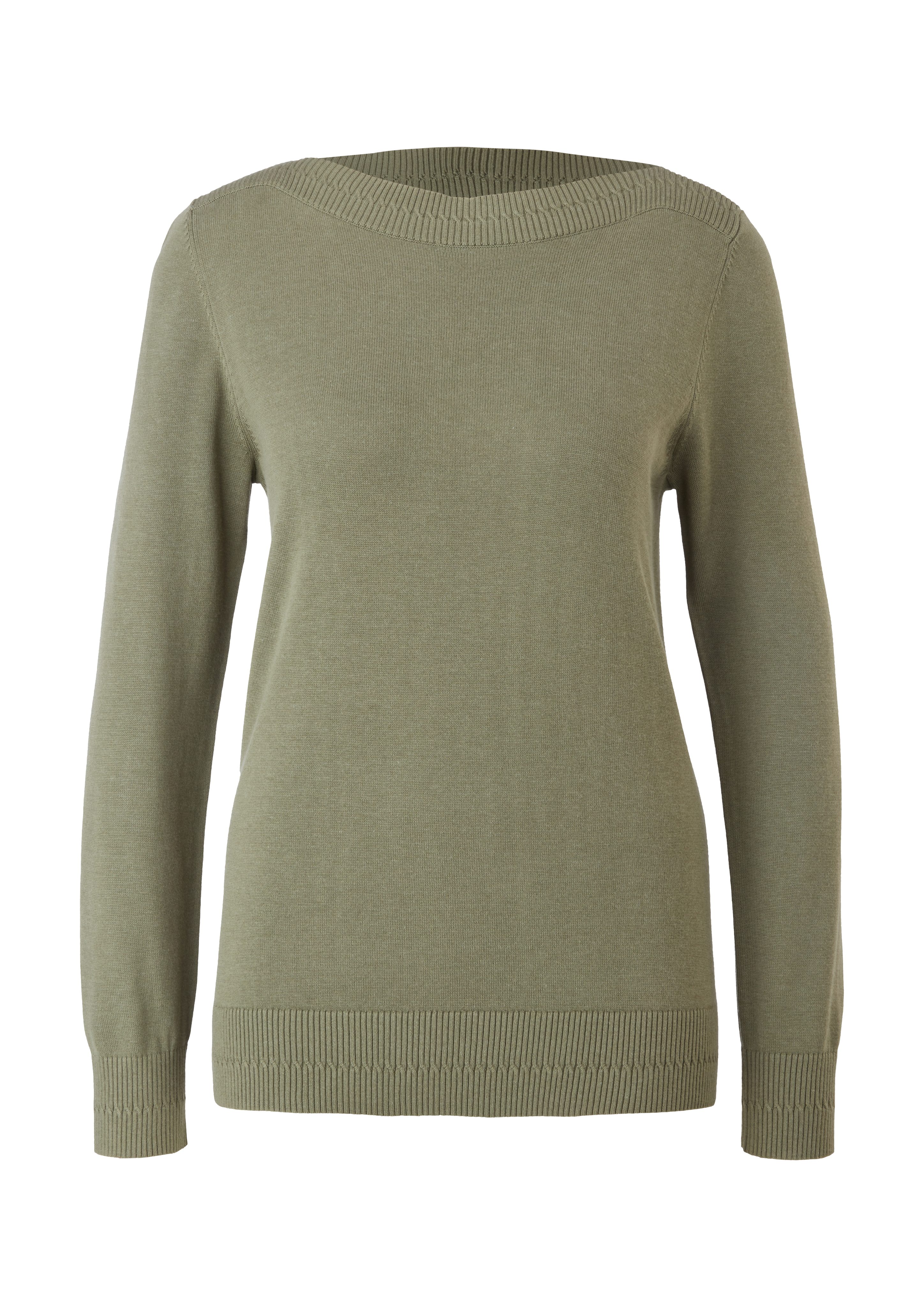 Strickpullover Pullover khaki U-Boot-Ausschnitt mit s.Oliver light