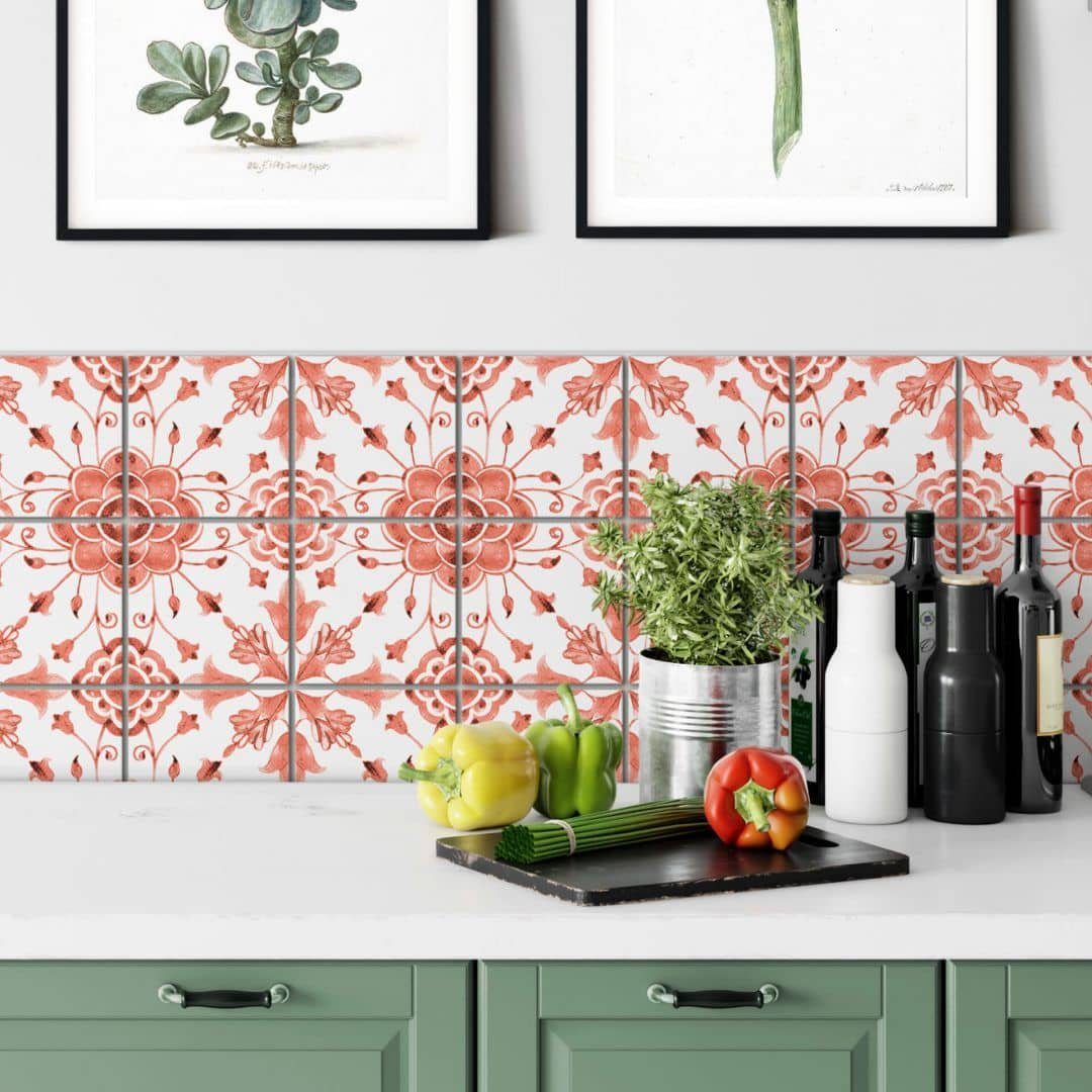 K&L Wall Art Fliesenaufkleber selbstklebend Klebefliese Sticker Herbst Deko Floral Boho Küche