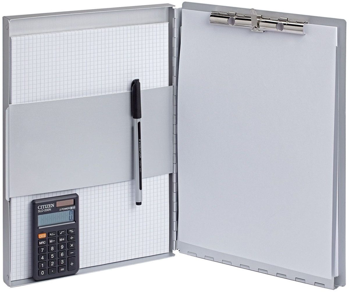 Schreibmappe Schreibplatte Maulassist mit Aufbewahrungsbox Aluminium A4 hoch