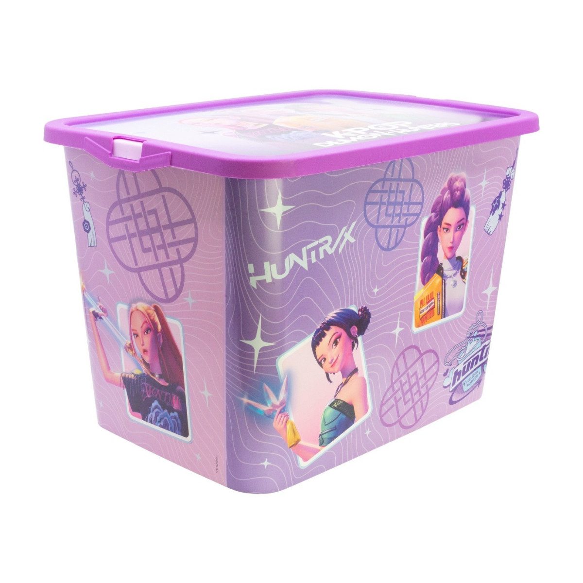 K-Pop Demon Hunters Aufbewahrungsbox HUNTRIX 23 L Klickbox Ordnungsbox Violet für Kinderzimmer und Zuhause (Set)