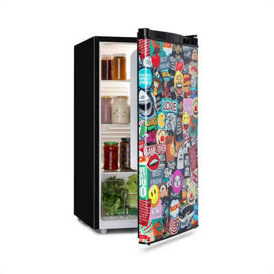 Klarstein Getränkekühlschrank Cool Vibe Kühlschrank A+ 90 Liter VividArt Concept Manga-Style schwarz 10033597, 83.5 cm hoch, 44.5 cm breit
