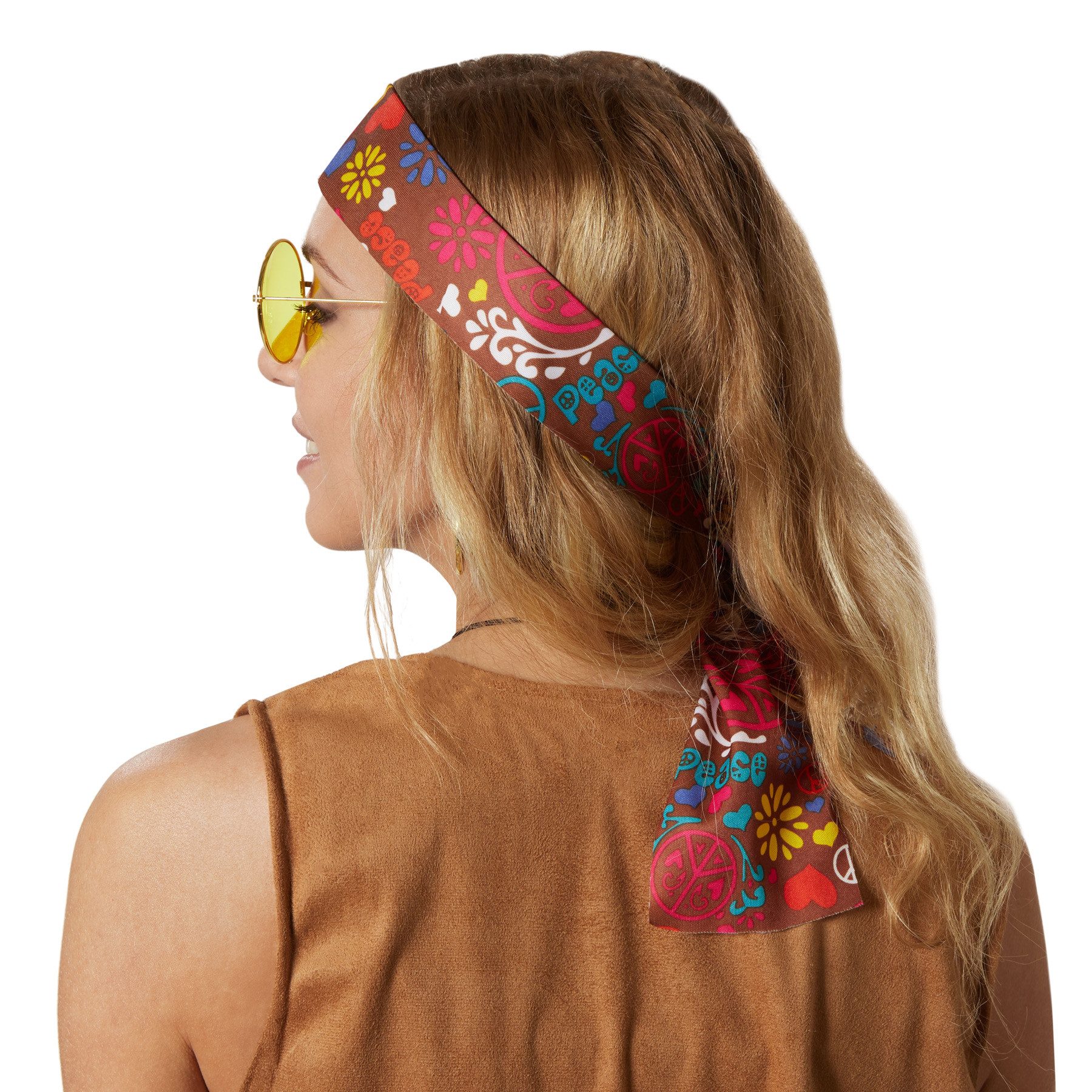 dressforfun Hippie-Kostüm Damenkostüm, Braune Weste und Hose mit passenden Accessoires.