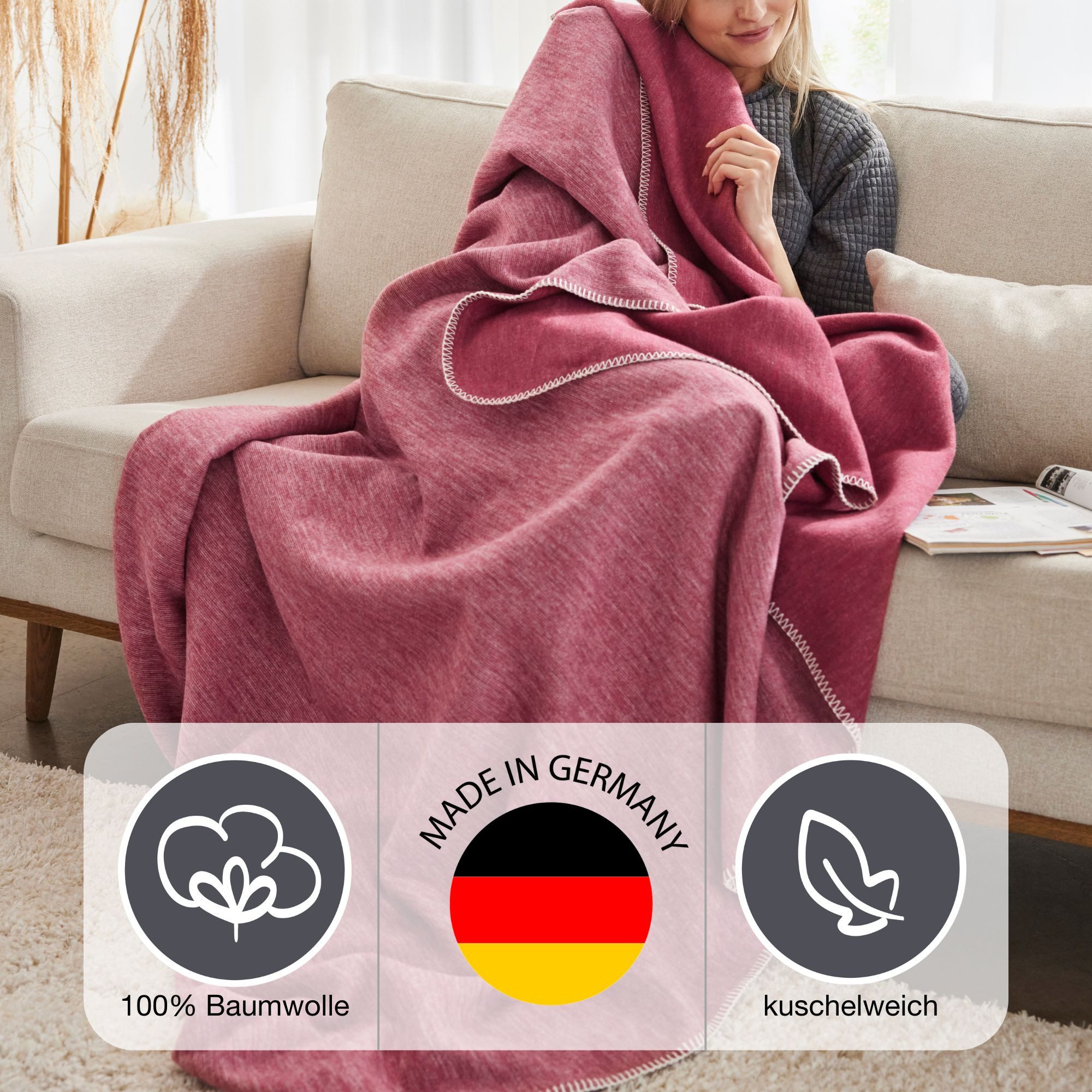 Wohndecke Wohndecke Lausanne, IBENA, in schlichtem Melange-Look günstig online kaufen