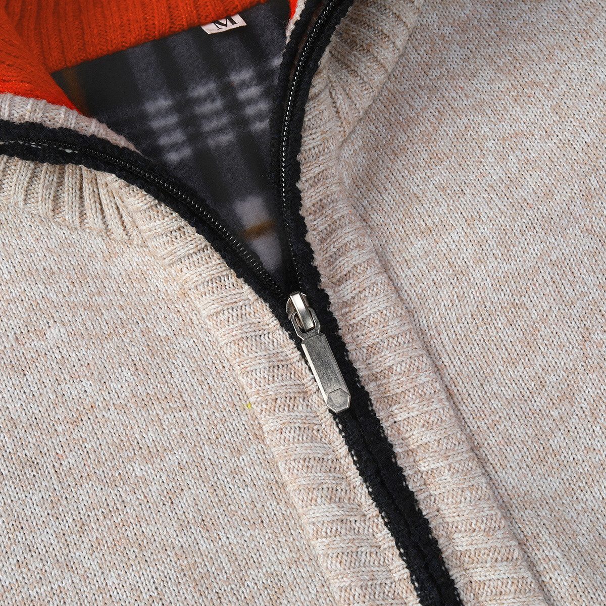 Allthemen Cardigan gefütterte Strickjacke Grobstrick Pullover Warm Übergangsjacke Winter – Bild 5 von 5