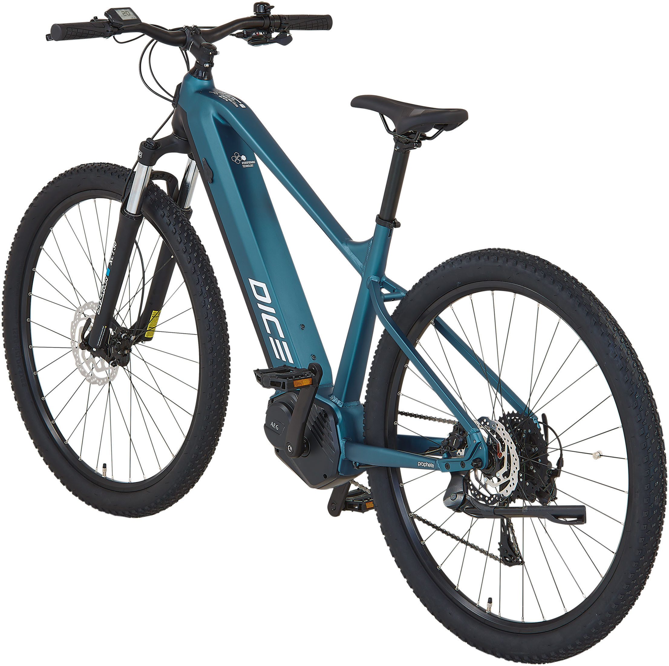 Prophete E-Bike Mountainbike Dice 3.8, 10 Gang Shimano Cues Schaltwerk, Kettenschaltung, Mittelmotor, 540 Wh, Pedelec, Elektrofahrrad für Damen und Herren, MTB