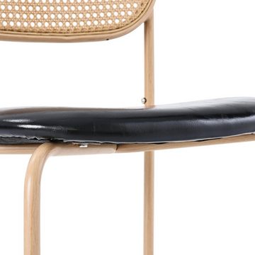 SEEZSSA Esszimmerstuhl 2/4/6er Set Moderner Rattan-Freizeitstuhl mit Stützbeinen aus Metall, 4 Stück Schwarzer Stuhl mit ovaler Rückenlehne
