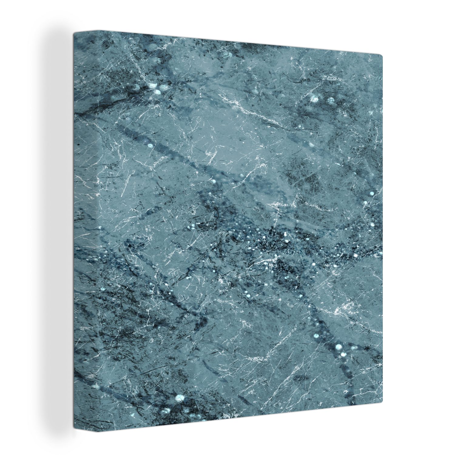 OneMillionCanvasses® Leinwandbild Marmor - Blau - Muster, (1 St), Leinwand Bilder für Wohnzimmer Schlafzimmer