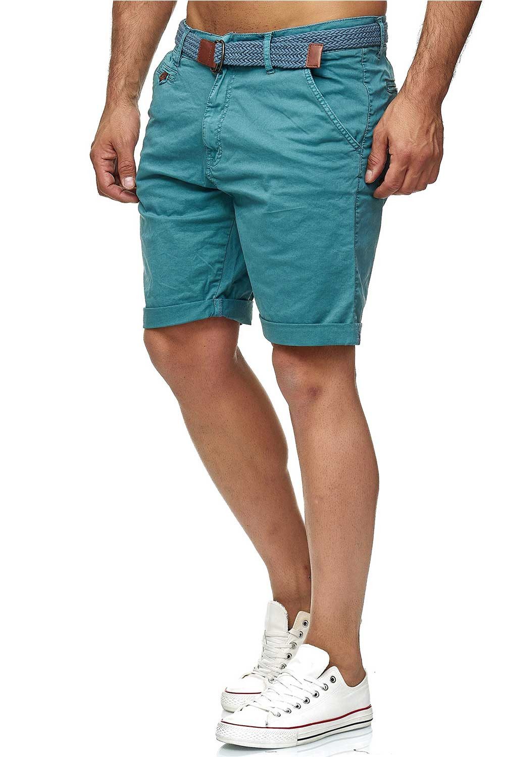 Indicode Shorts Herren kurze Hose mit Gürtel - Conor - Aus Baumwolle - Regular Fit Freizeithose - Sportlich eleganter Look - Bequemes Stretch Material