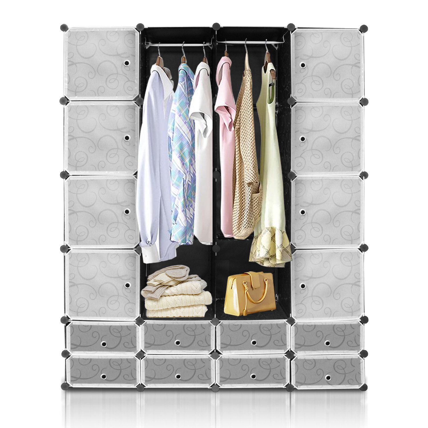 Clanmacy Kleiderschrank Kleiderschrank DIY Regalsystem Steckregal günstig online kaufen