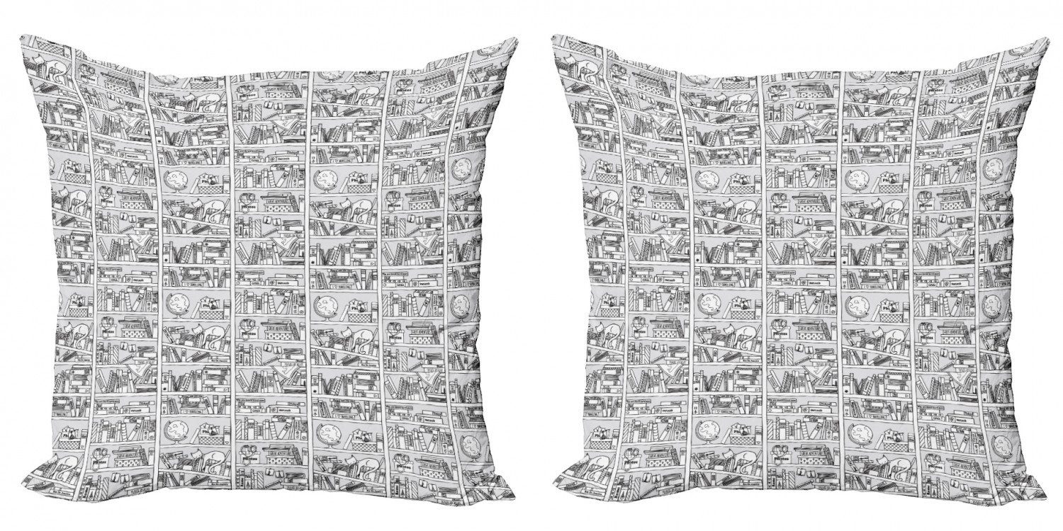 Kissenbezüge Modern Accent Doppelseitiger Digitaldruck, Abakuhaus (2 Stück), Gekritzel Bücherregal mit Sketchy