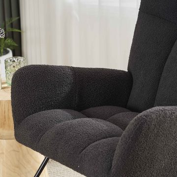 MODFU Schaukelstuhl Moderner Relaxsessel, mit hoher Rückenlehne und Armlehnen (bequemer und markanter Stuhl geeignet für Wohnzimmer und Schlafzimmer)