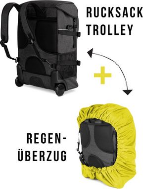 normani Reisetasche Rucksack mit Trolleyfunktion 37 L und Regenüberzug, Reisetasche 3-in-1 in Handgepäckgröße
