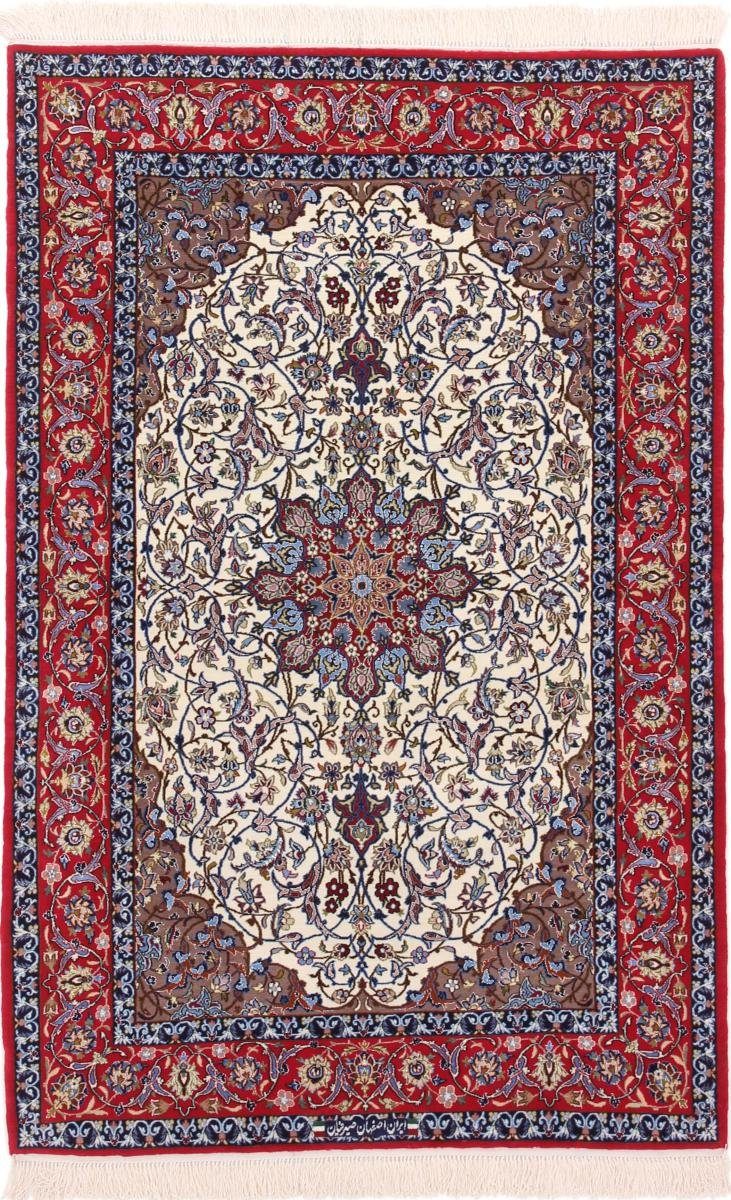 Orientteppich Isfahan Seidenkette 114x169 Handgeknüpfter Orientteppich, Nain Trading, rechteckig, Höhe: 6 mm