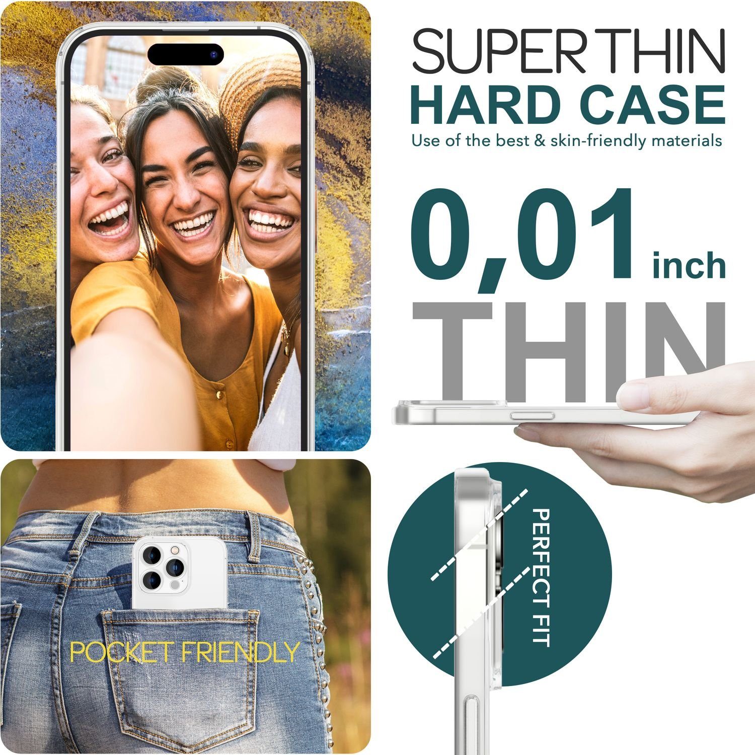 Nalia Smartphone-Hülle Apple iPhone 15 Pro 15,5 cm (6,1 Zoll), Ultra Dünne Hülle / Transparent / 0,3mm Slim Case / Anti-Fingerabdruck
