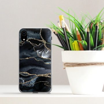 DeinDesign Handyhülle Glitzer Look Marmor Trends Dark marble gold Glitter look, Apple iPhone Xr Silikon Hülle Bumper Case Handy Schutzhülle