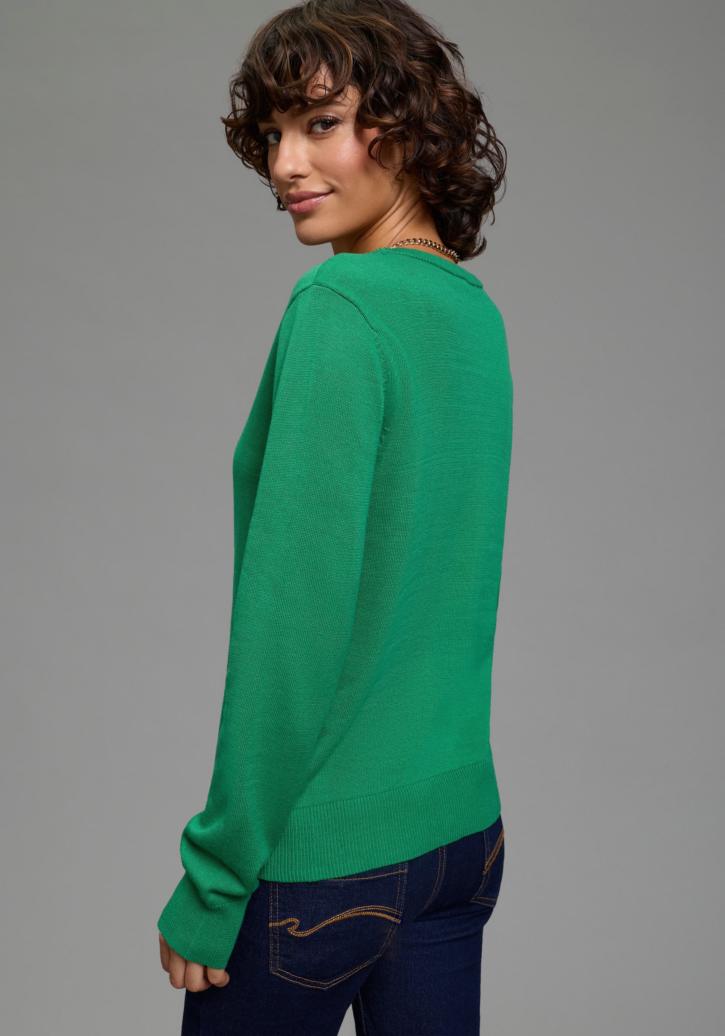 Flashlights Strickjacke mit V-Ausschnitt und Knopfleiste günstig online kaufen