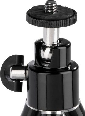 Hama Mini Stativ für Foto- und Videokameras, Mikrofone und Minilautsprecher Ministativ (mit 3D Kugelkopf, Beinsegment ausziehbar von 14 bis 21 cm, Schwarz)