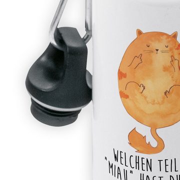 Mr. & Mrs. Panda Trinkflasche Katze Mittelfinger - Weiß - Geschenk, Kater, Katzenliebhaber, genervt, Leicht zu öffnen