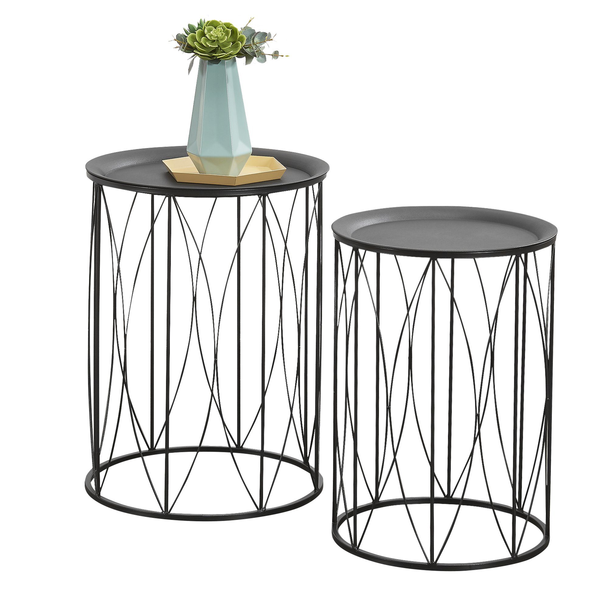 en.casa Beistelltisch, »Morristown« Couchtisch Pflanzenständer Metall 2er Set