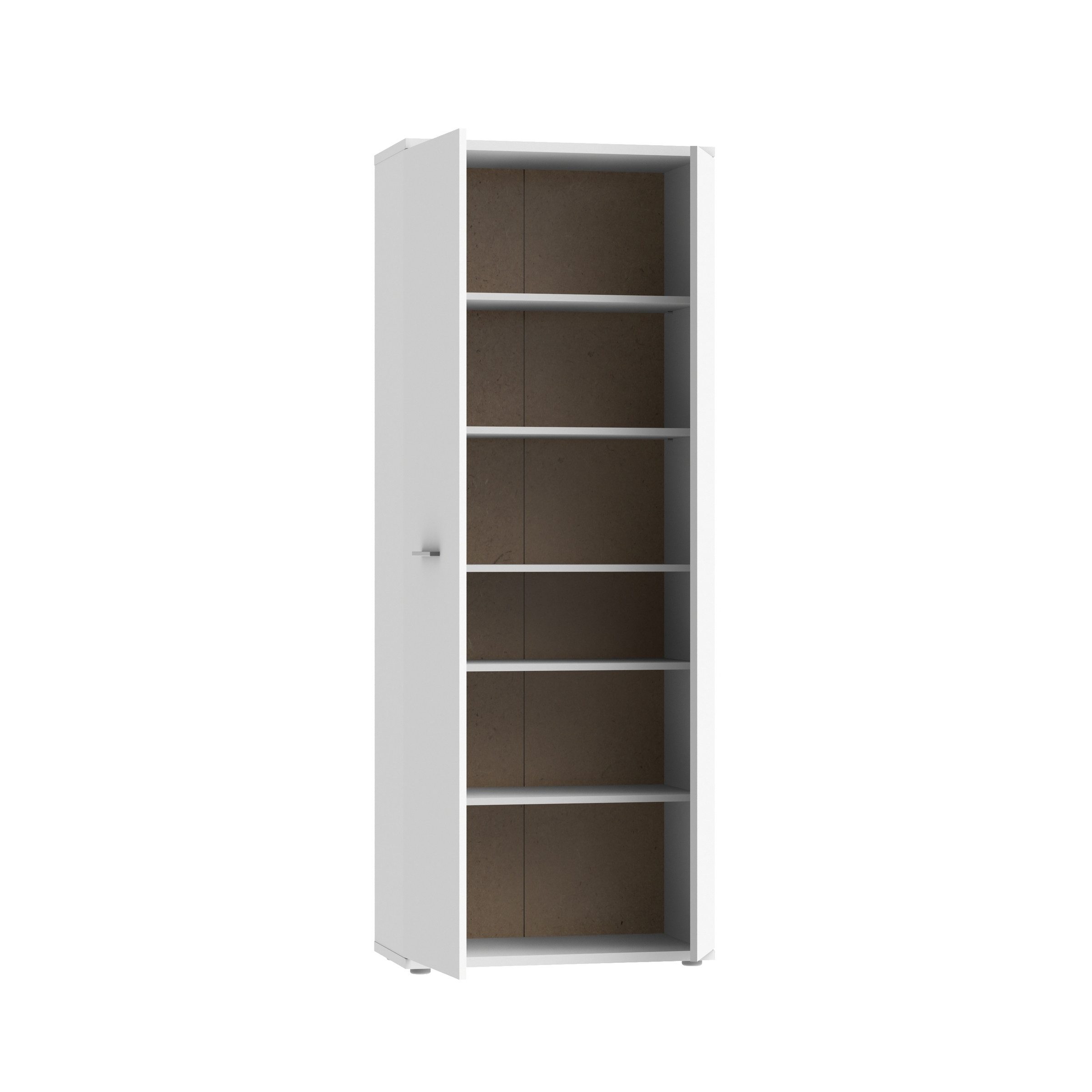 FORTE Schuhschrank mit 5 Böden / 6 Fächern, in weiß - 68,9x179,1x34,8cm (BxHxT)