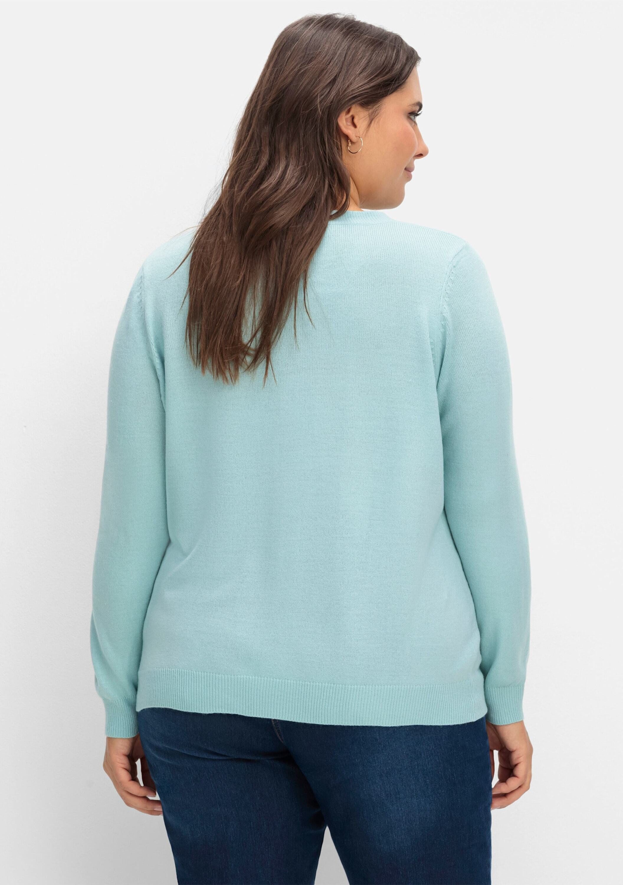 Sieh an! Strickpullover Rundhals-Pullover Langarm Jersey mit gerippten Absc günstig online kaufen