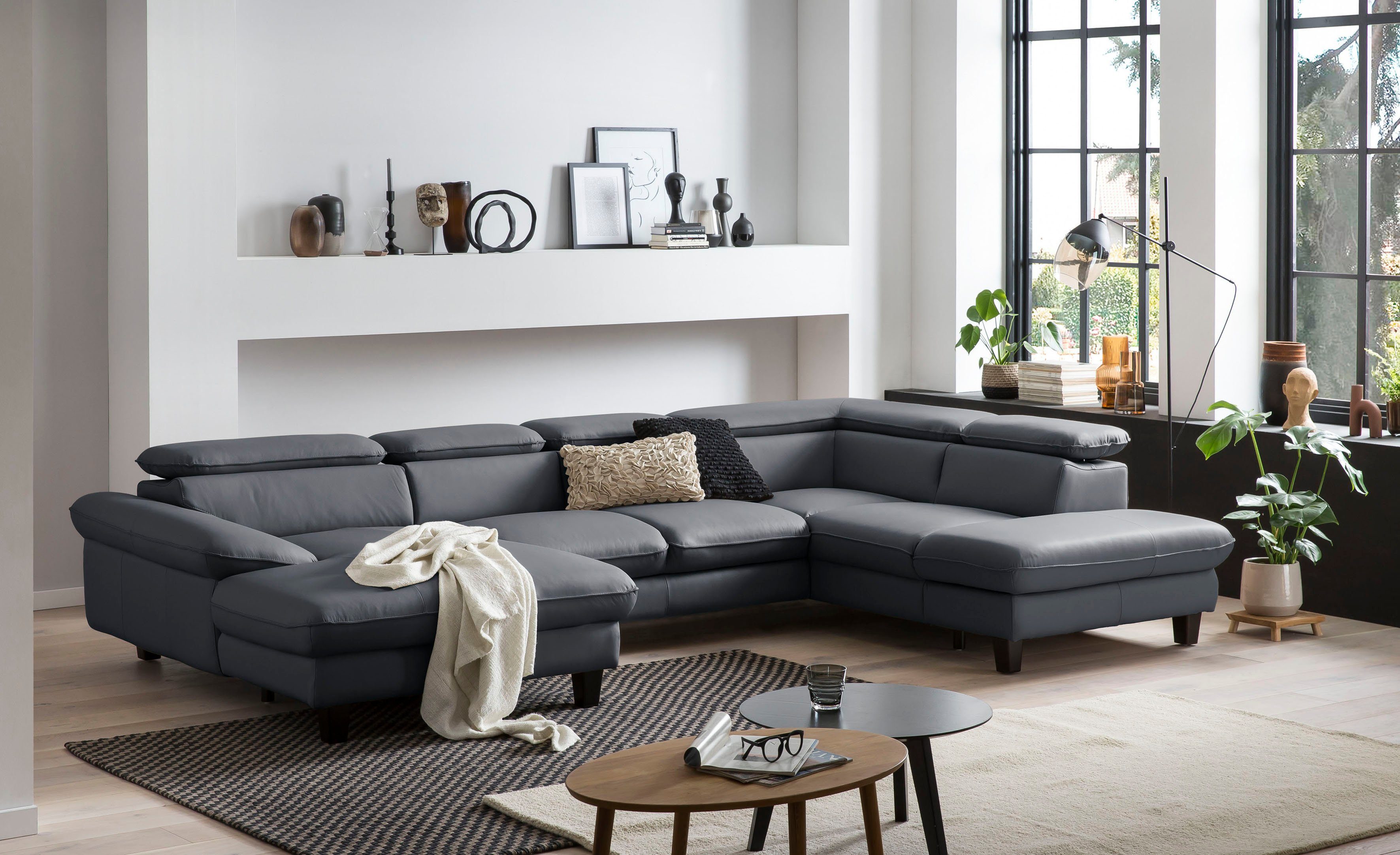 Home affaire Wohnlandschaft Pilot U-Form, mit Kopfteilverstellung, wahlweise mit Schlaffunktion & Bettkasten