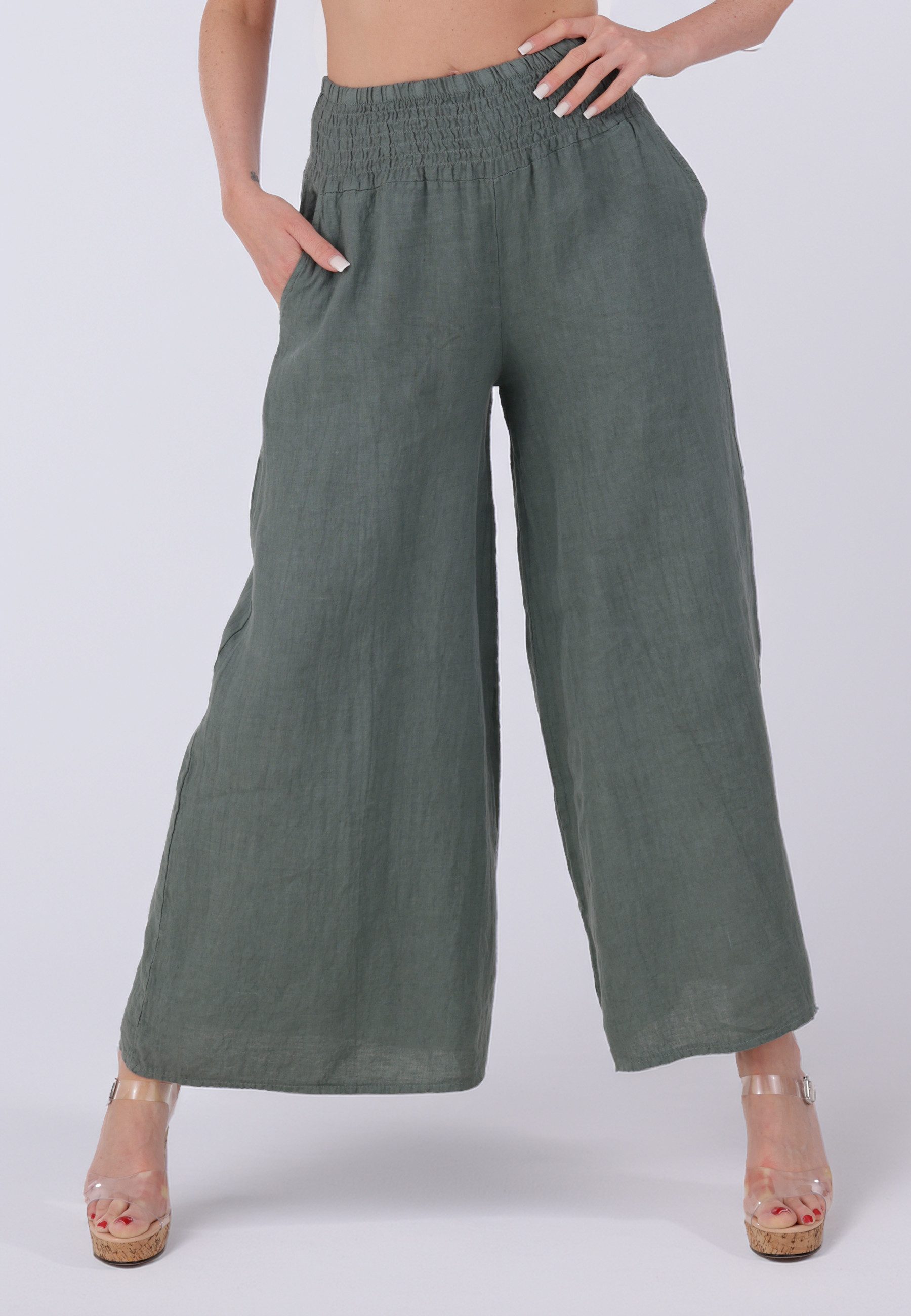 YC Fashion & Style Leinenhose mit hohem Smokbund – bequem & stylisch aus Leinen Basic