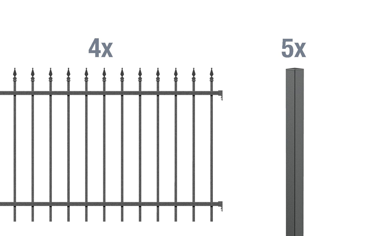 Alberts Metallzaun Zaun-Set Chaussee,anth,zE1000/8, Zaun-Set Chaussee,anth,einbetonieren1000/8