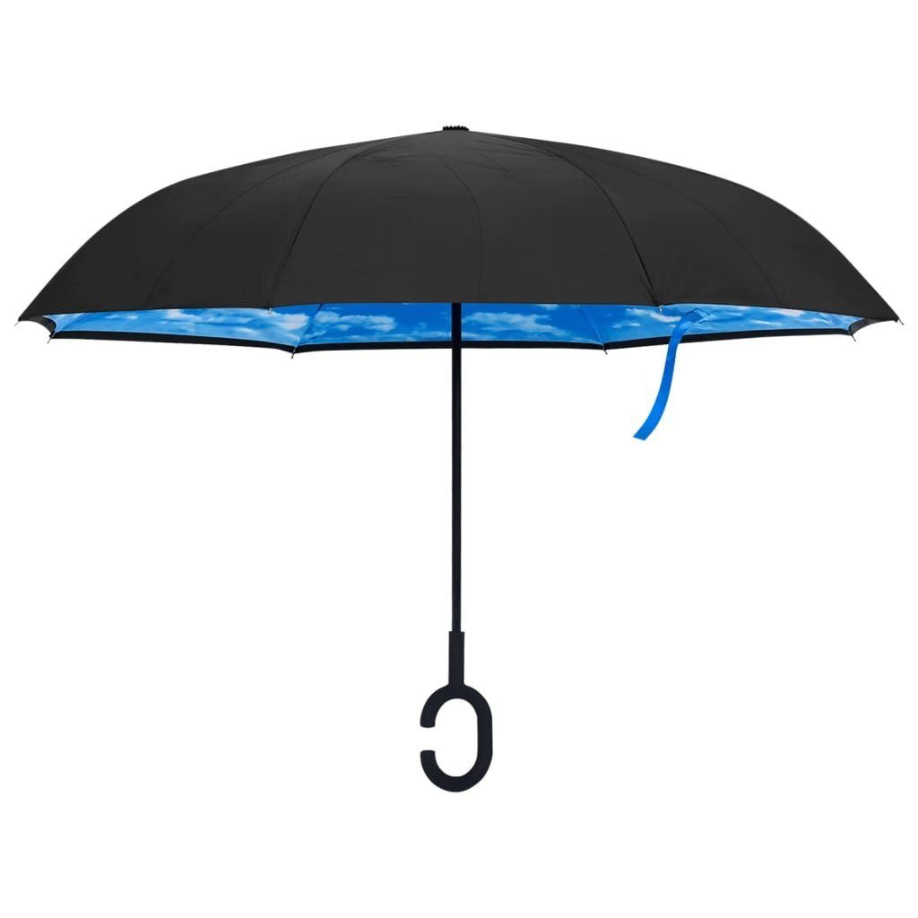 vidaXL Taschenregenschirm Regenschirm C-Griff Schwarz 108 cm