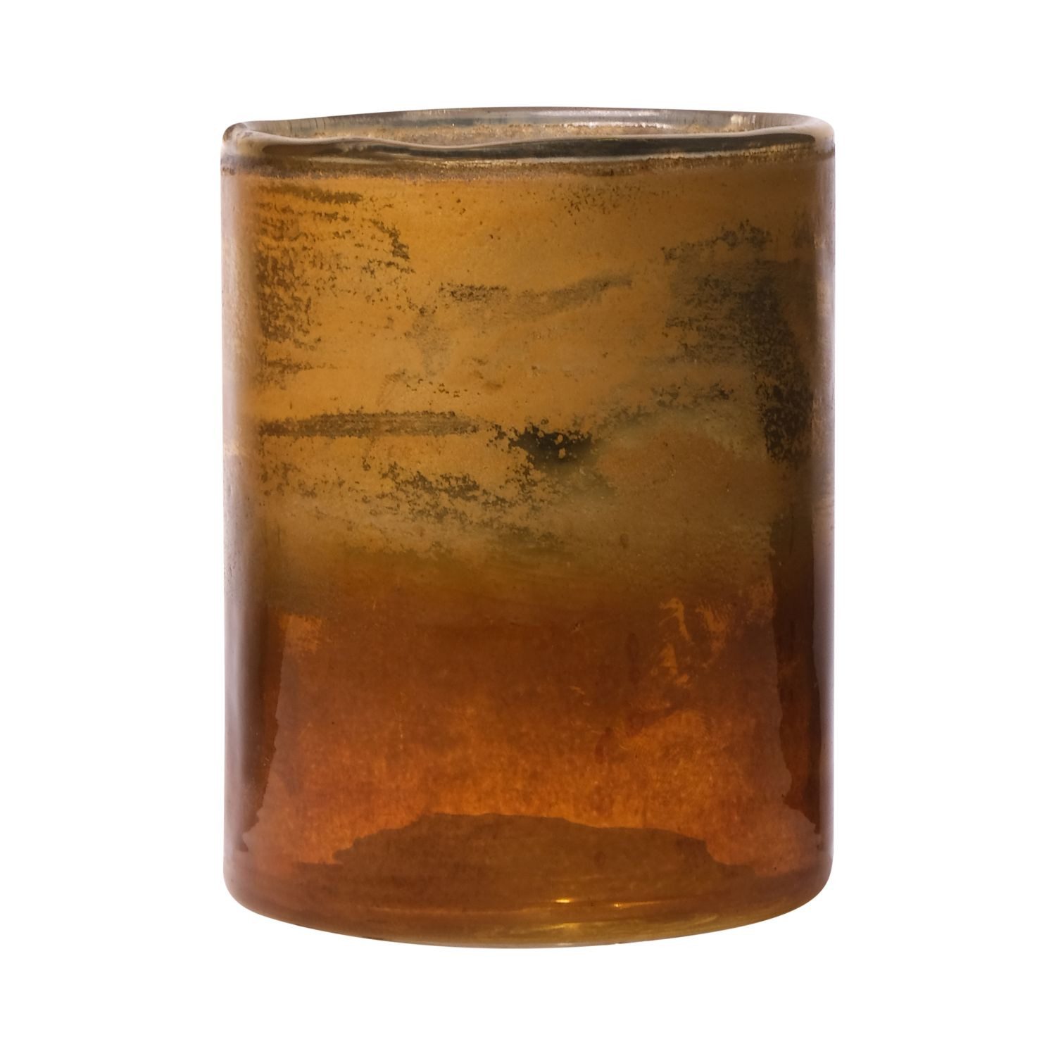 INNA-Glas Kerzenhalter Maxi Teelichtglas Rigoberto, Oben Gold, orange-brau