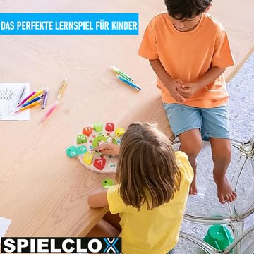 MAVURA Lernspielzeug SPIELCLOX Lernuhr Kinder Spieluhr Holz Analog, Uhrzeit lernen Kinderuhr Puzzleuhr bunt ab 3 Jahren