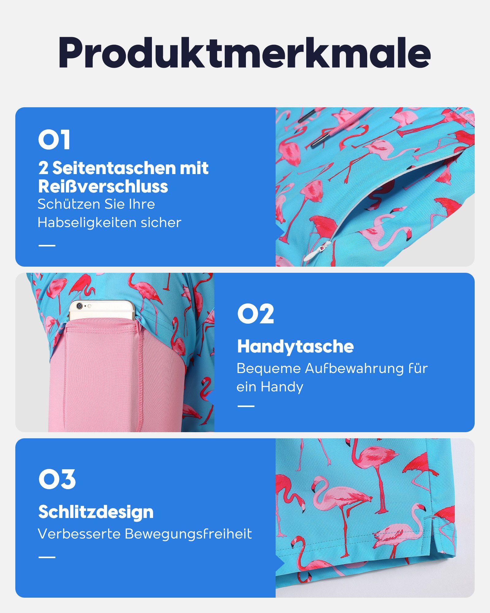 MaaMgic Shorts Herren Elastan kurze Hose 2-in-1 Badehose schnelltrocknend Sporthose (1-tlg) – Bild 3 von 5