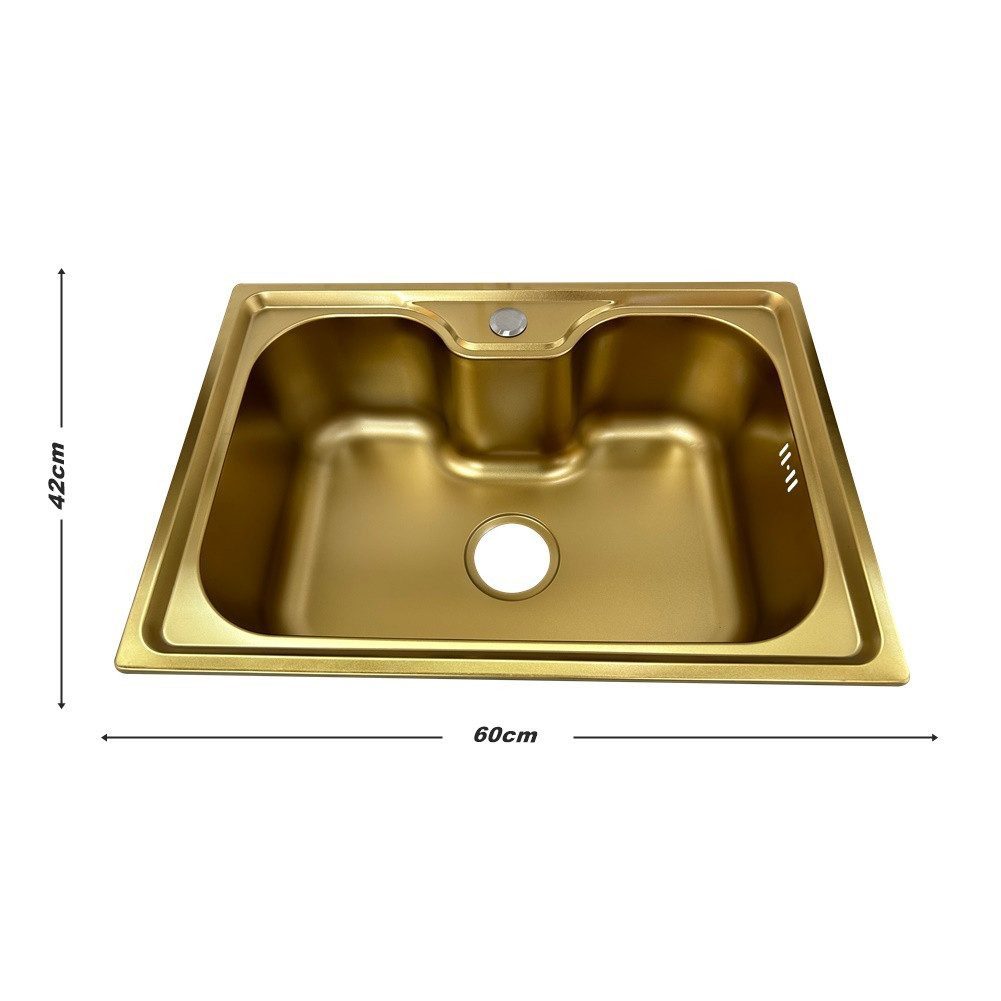 Faizee Möbel Edelstahlspüle Edelstahlspüle Titan 60x42x20cm – rechteckig – inkl. Siphon-Set