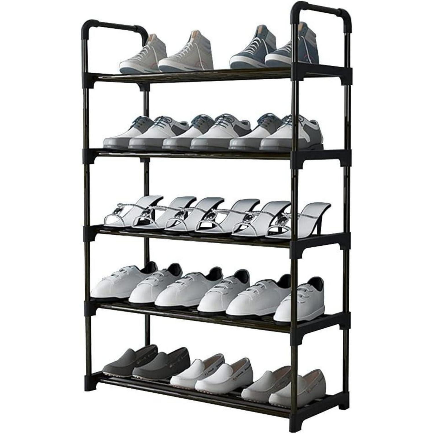 Schuhabtropfschale Schuhregal Metall Schuhständer 12 Paar stapelbar Antirost 5 Ebenen